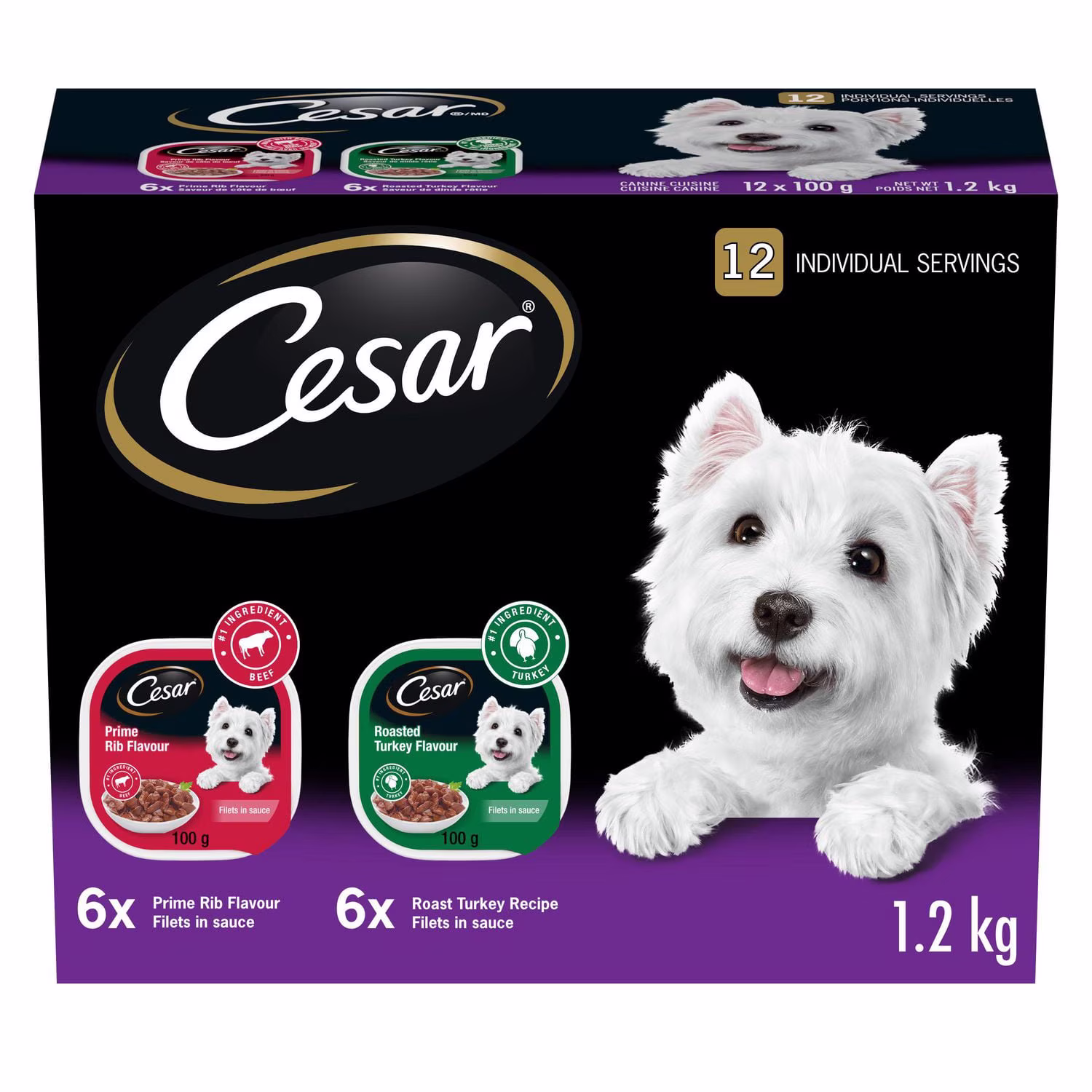 Tranches à saveur de côte de bœuf et de dinde rôtie pour petits chiens