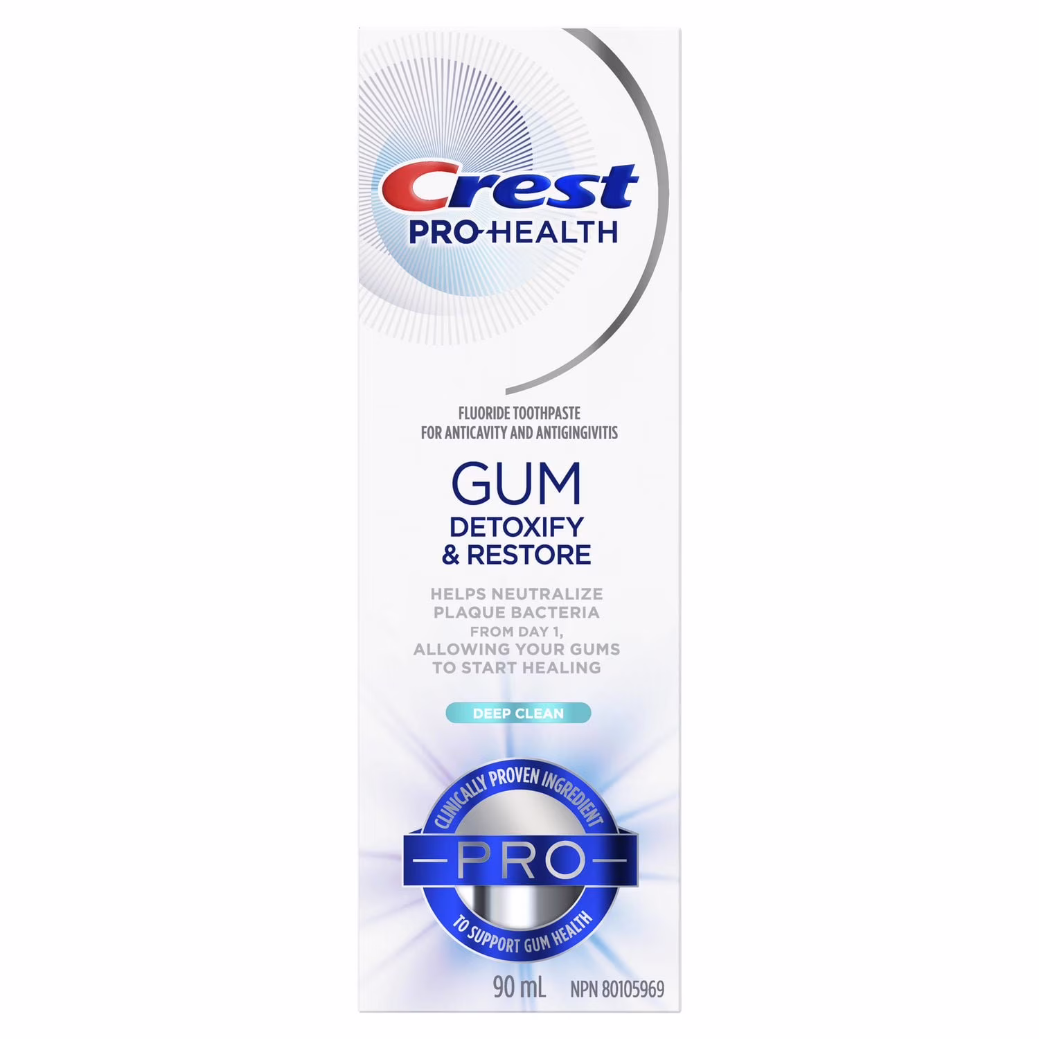 Crest pro-santé dentifrice détoxifie et restaure les gencives. nettoyage en profondeur