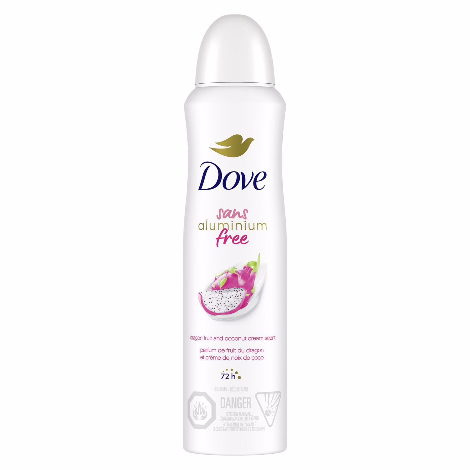 Dove désodorisant en vaporisateur à sec sans aluminium fruit du dragon et crème de noix de coco.