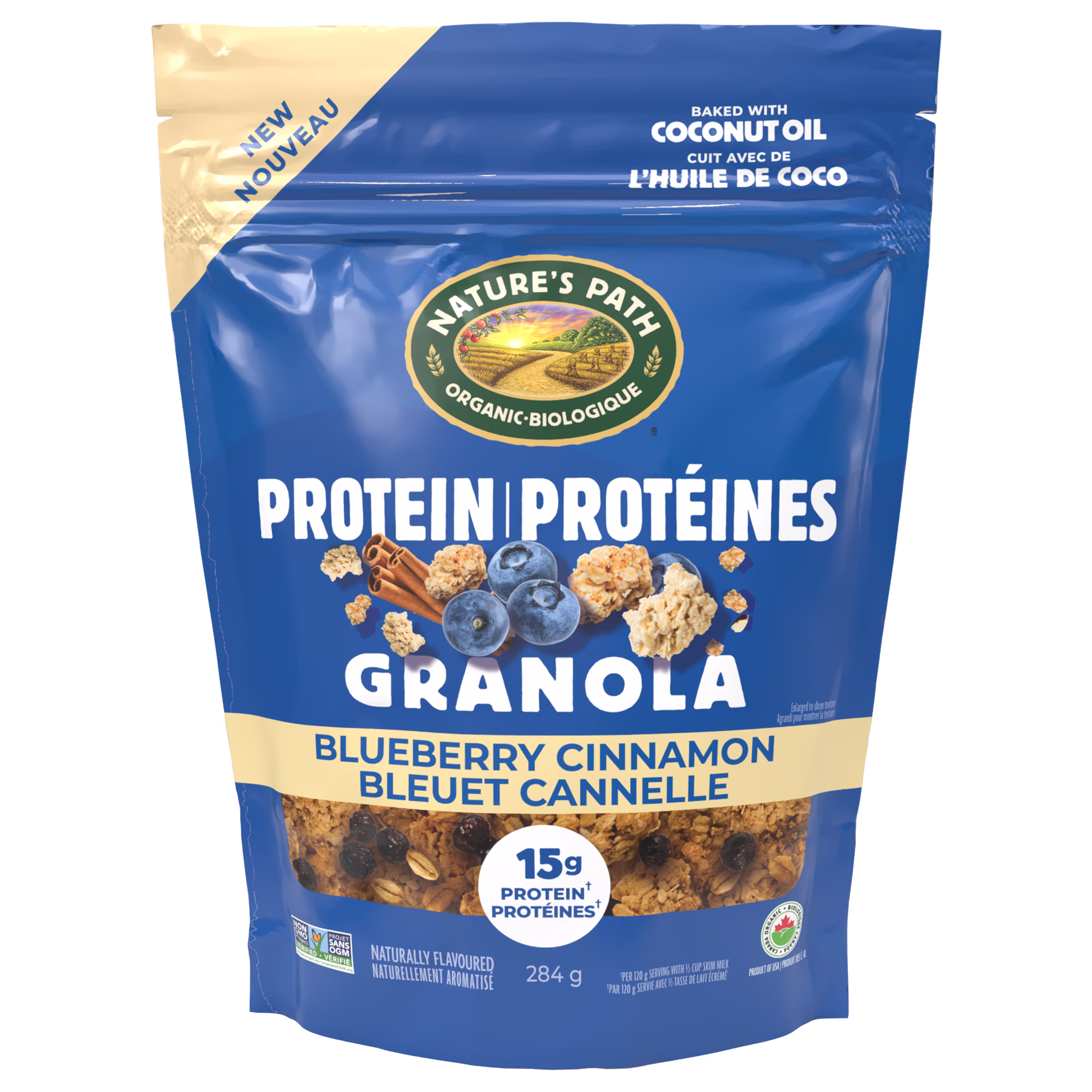 Granola protéiné biologique bleuet et cannelle natures path. 284& g. sac