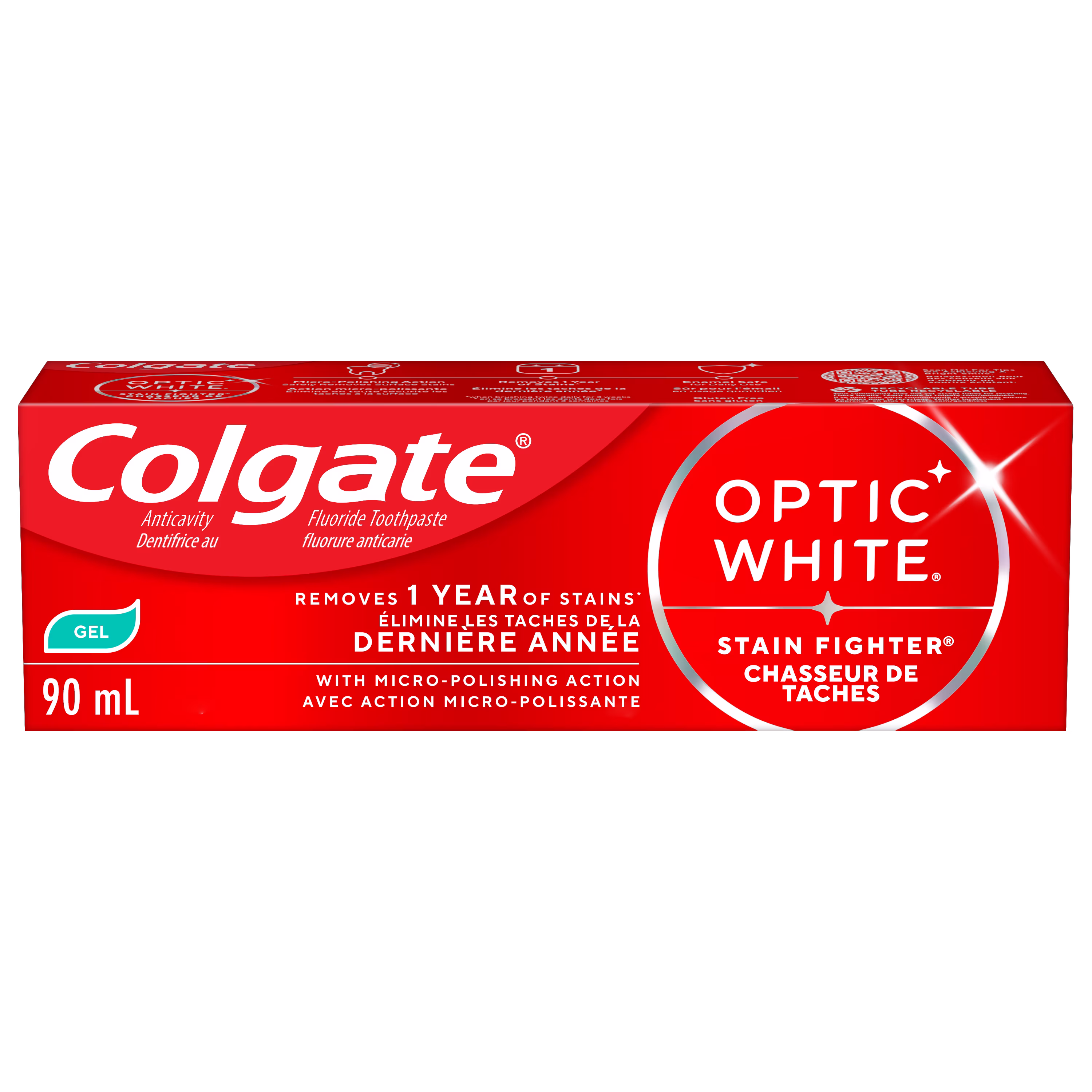 Gel dentifrice colgate optic white stain fighter menthe fraîche. 90& ml