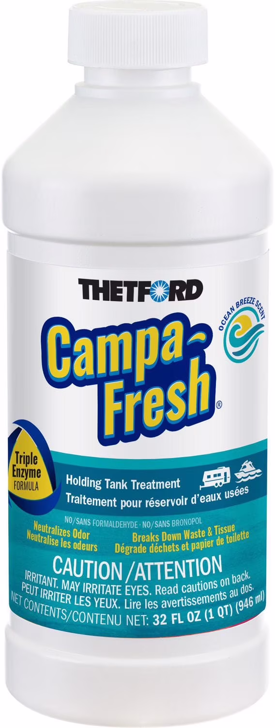 Liquide de traitement pour réservoir deaux usées campa-fresh ocean breeze de thetford. bouteille de  (32 oz)