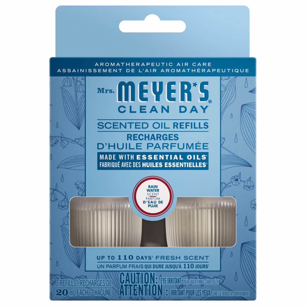 Mmcd piso recharge d'eau de pluie 2 unités recharge pour diffuseur électrique mrs meyers clean day parfum eau de pluie. lot de 2.