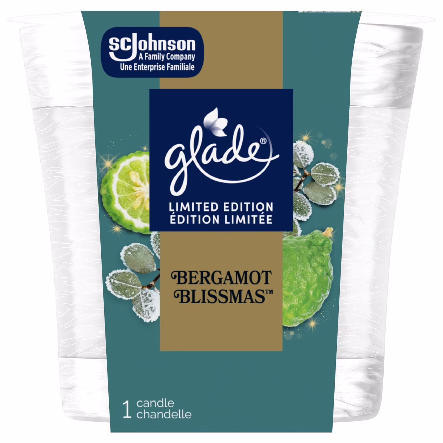 Glade chandelle parfumée. bergamot blissmas