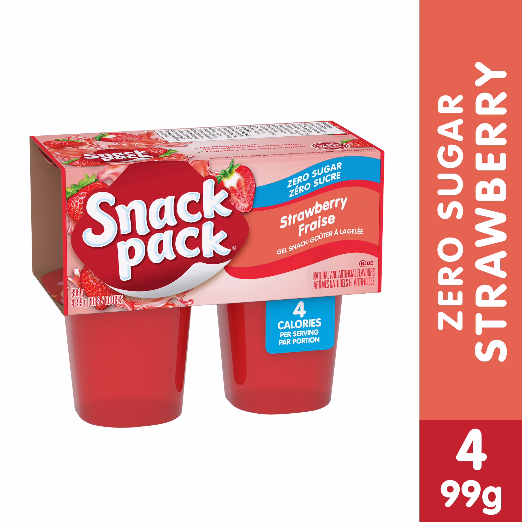 Collation gelée juicy gels de snack packmd à teneur réduite en sucre à saveur de fraise