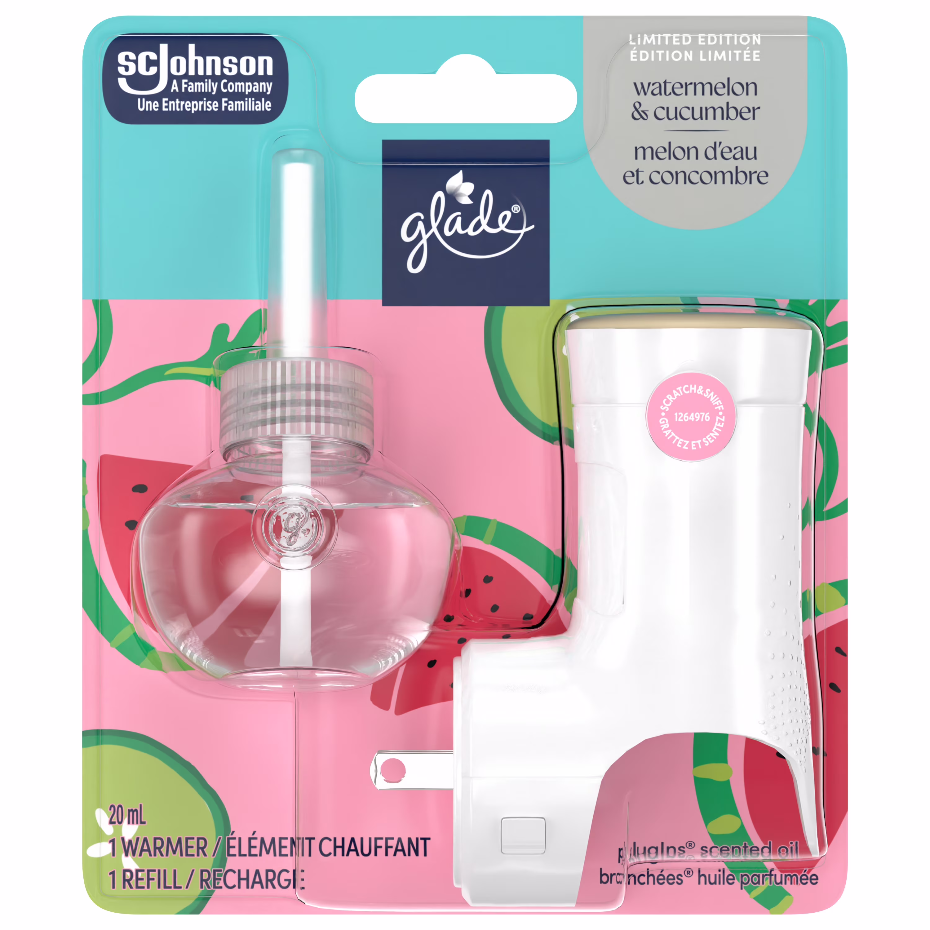 Glade branchées huile parfumée recharge. melon deau et concombre