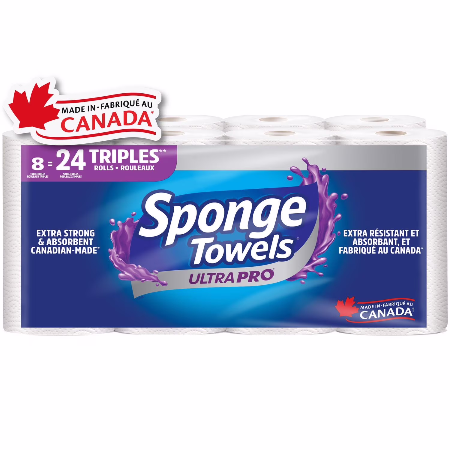 Spongetowels ultrapro extra fort et absorbant. mesure-au-choix feuilles. 8  24 rouleaux réguliers extra fort et absorbant