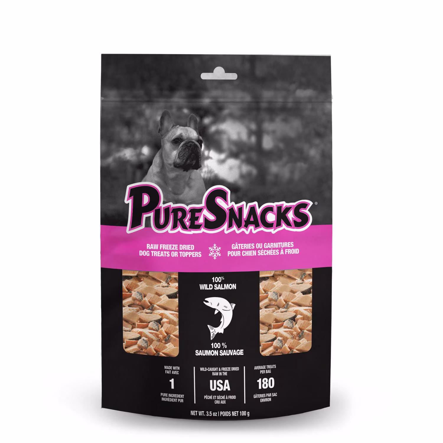 Puresnacks gâteries séchées à froid de saumon pour chien