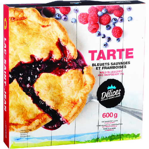 Délices du lac Saint-Jean Tarte bleuets sauvages & framboises 600 g (congelée)