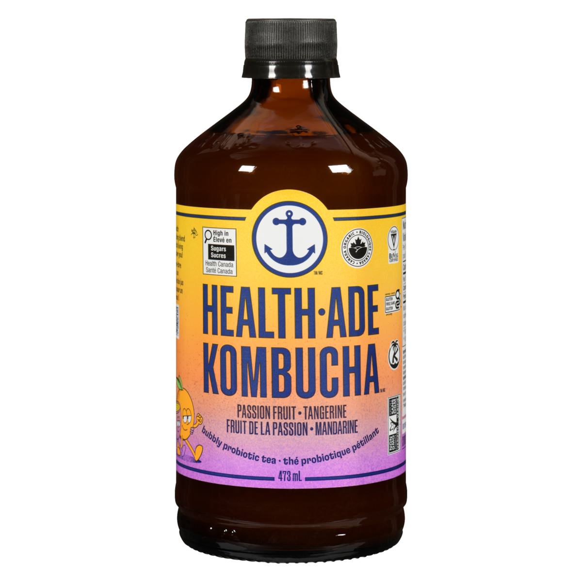 Kombucha thé probiotique pétillant fruit de la passion mandarine