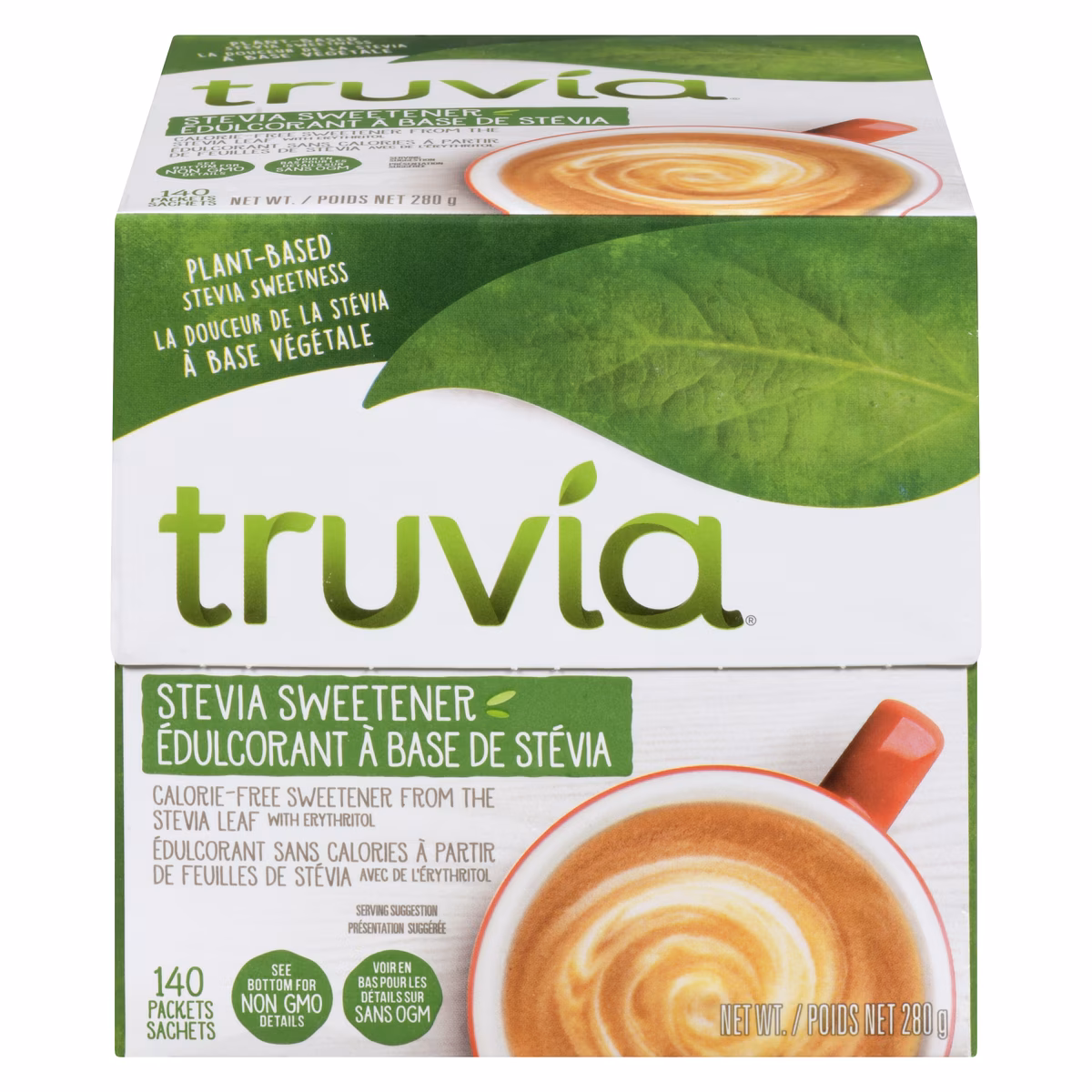 Édulcorant sans calories élaboré à partir de feuilles de stévia en sachets