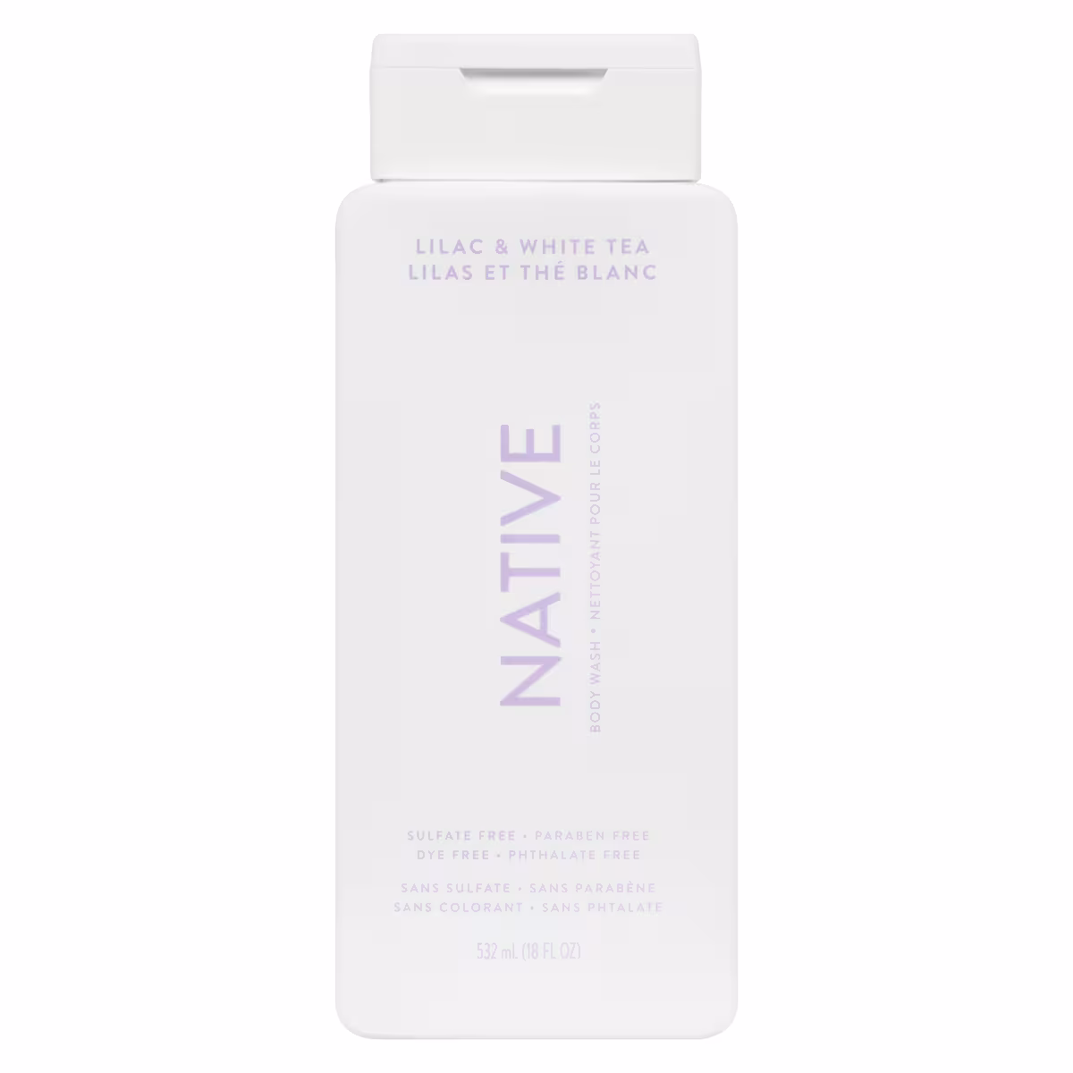 Nettoyant pour le corps lilas et thé blanc sans sulfate, sans parabènes