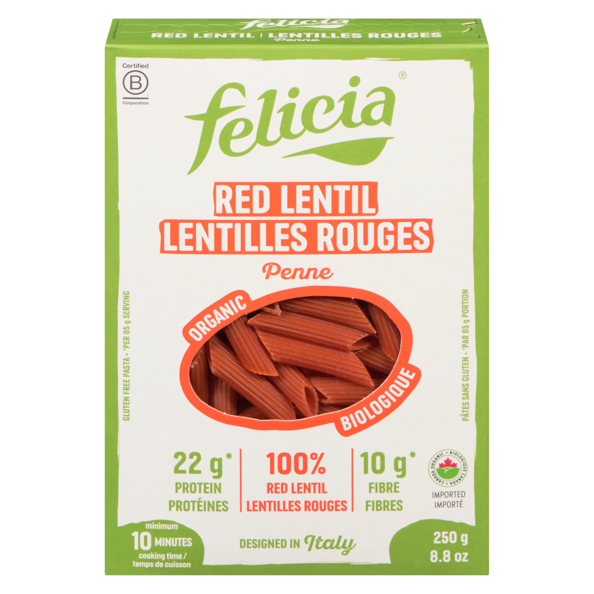 Pâtes sans gluten lentilles rouges penne biologique