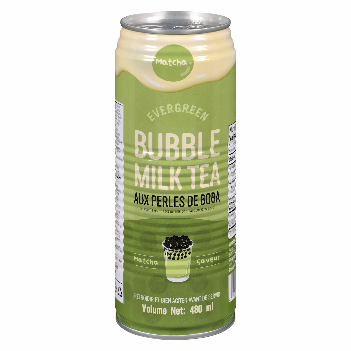 Bubble milk tea aux perles de boba matcha saveur