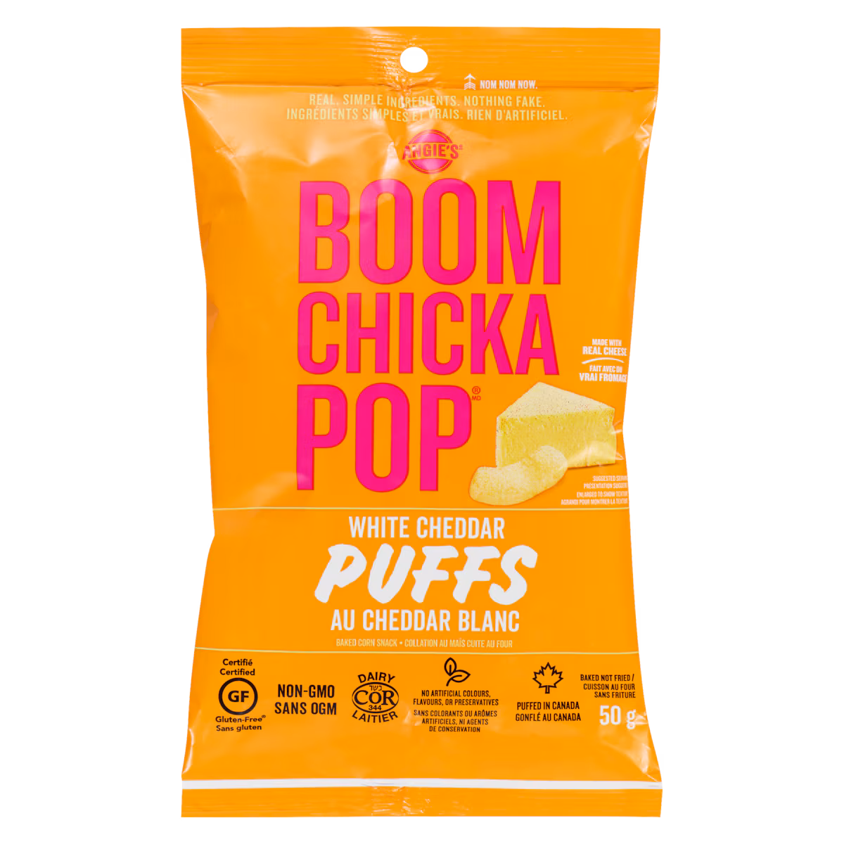 Collation au maïs cuite au four puffs au cheddar blanc