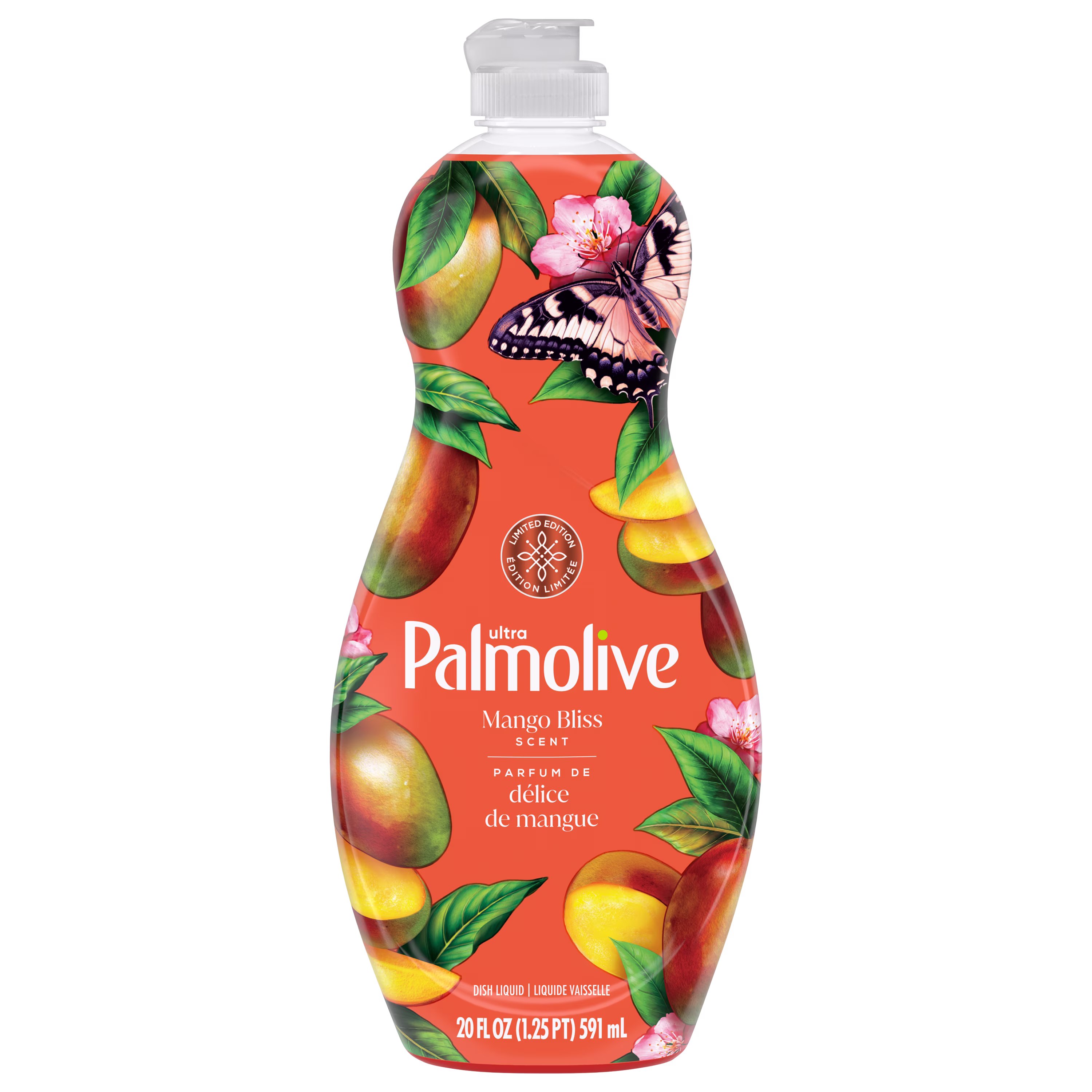 Liquide vaisselle palmolive ultra strength. parfum délice à la mangue.