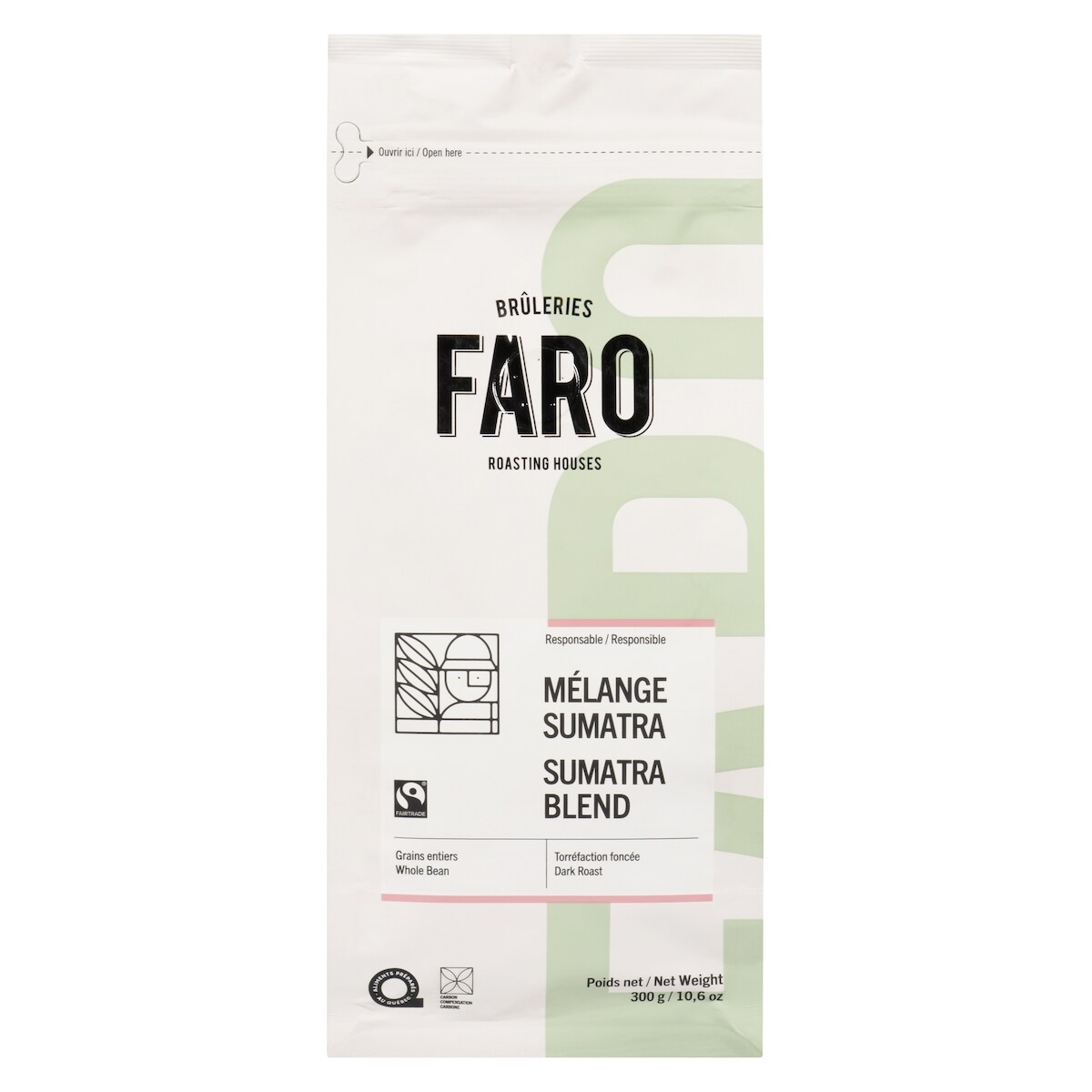 Café responsable mélange sumatra grains entiers torréfaction foncée