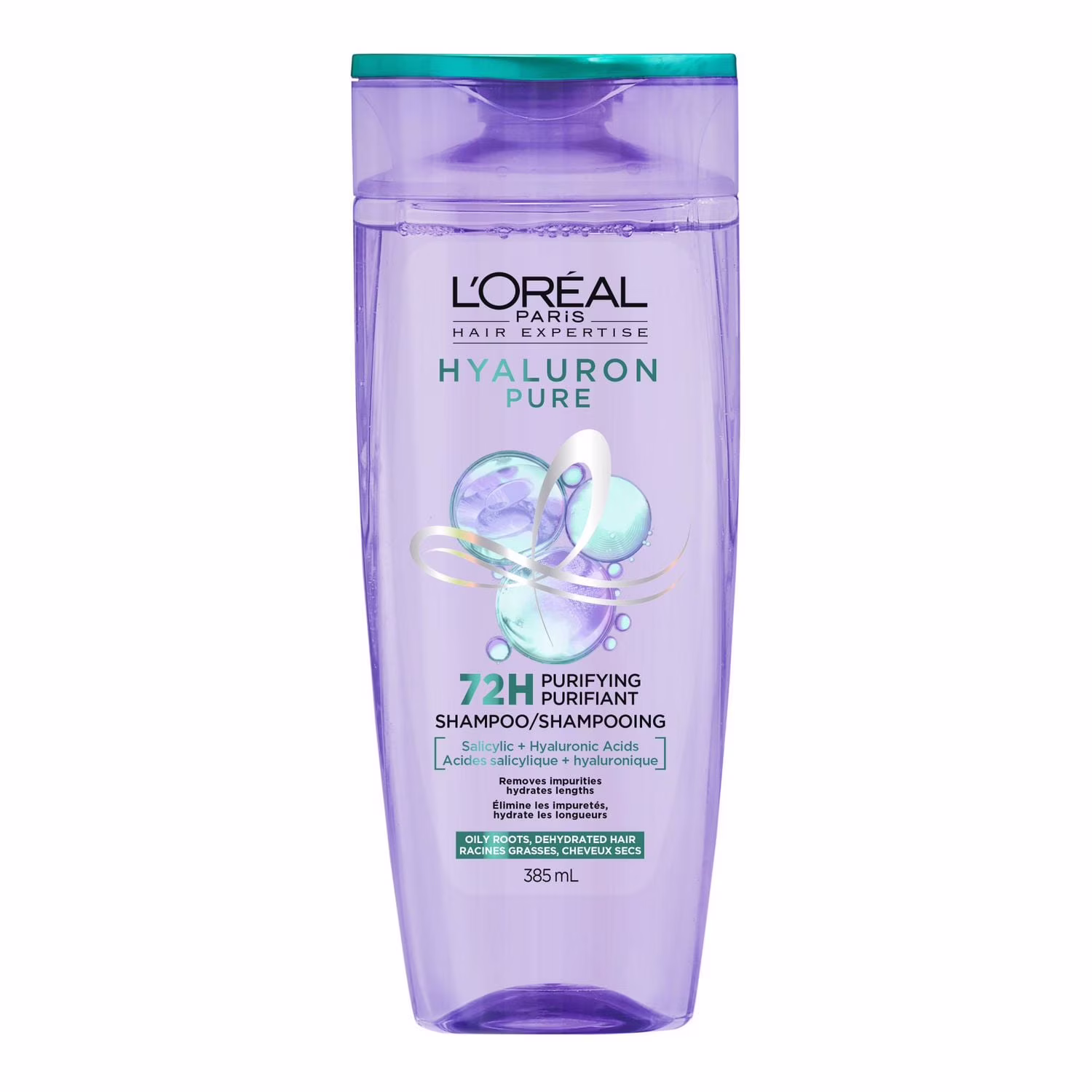L'oréal paris. hair expertise. hyaluron pure shampooing purifiant 72h. pour racines grasses et longueurs déshydratés.  shampooing pour racines grasses