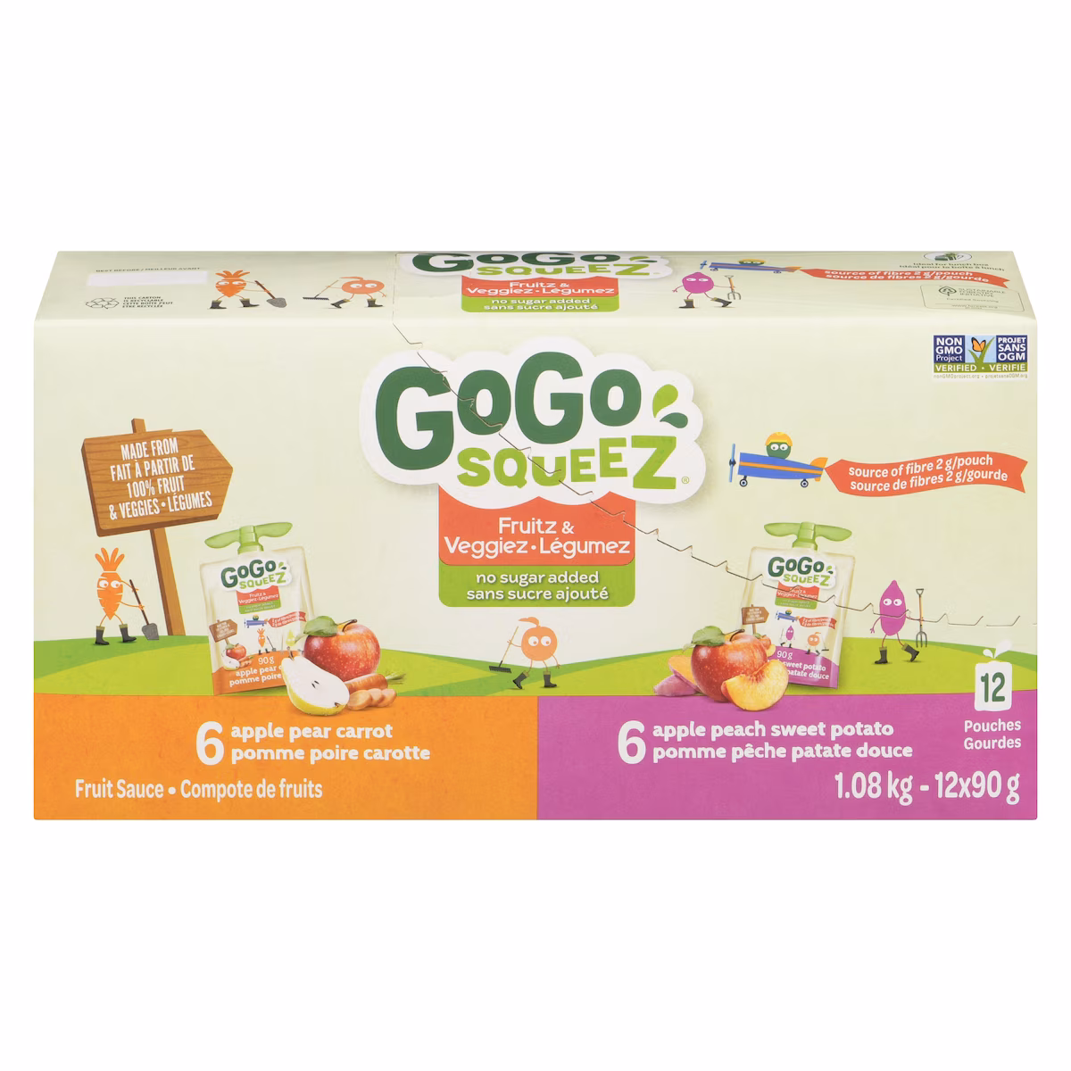 Sauce aux fruits Fruitz & Veggiez, faite à 100% de fruits, paq. de12