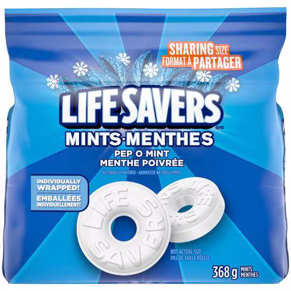 Life savers. menthe poivrée. bonbons à la menthe. sac.