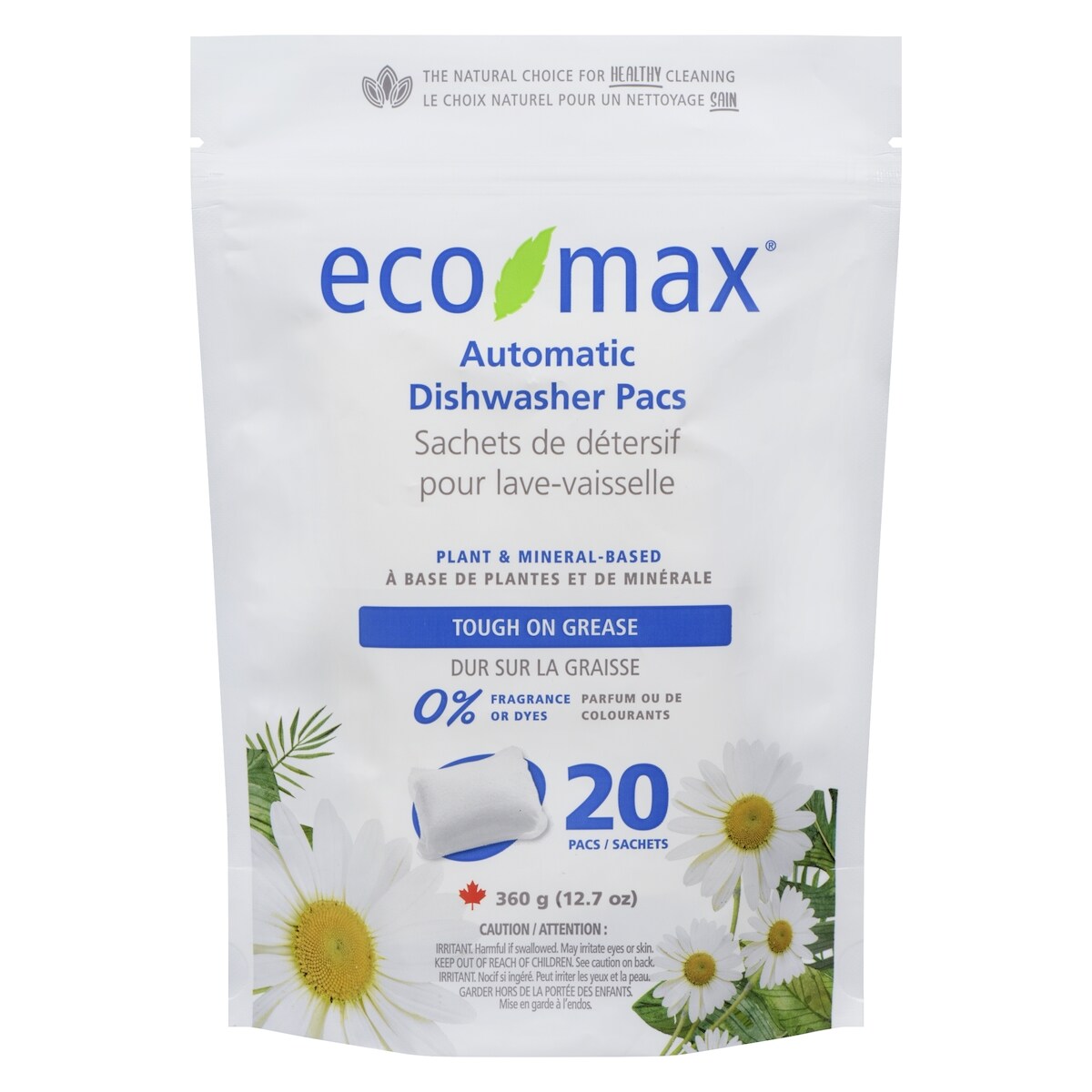 Sachets de détersif hypoallergénique pour lave-vaisselle