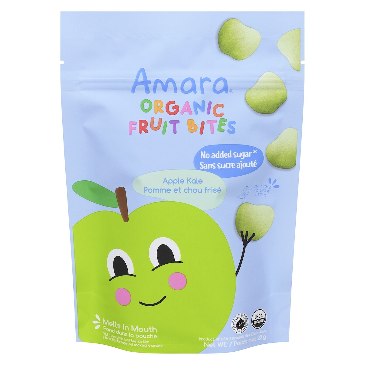 Organic fruit bites pomme et chou frisé