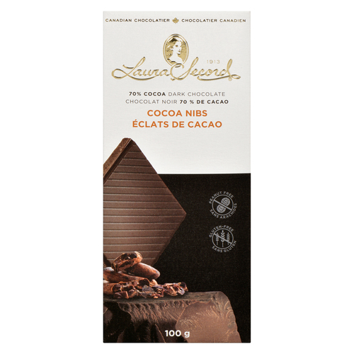 Laura Secord Barre de chocolat noir 70% éclat de cacao 100 g
