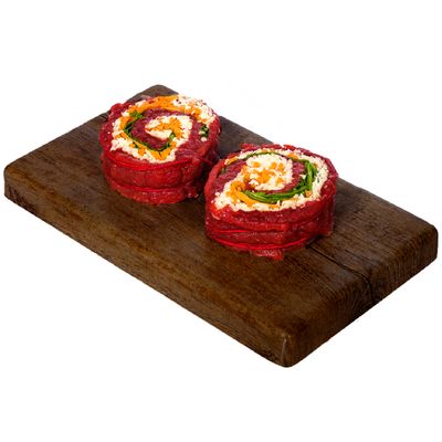 Rosettes de bœuf aux carottes, fromage et épinards