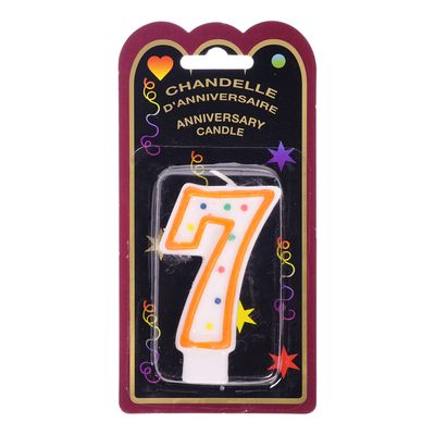 Chandelle d'anniversaire à pois avec numéro 7