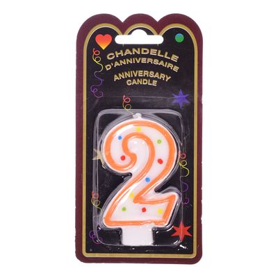 Chandelle d'anniversaire à pois avec numéro 2