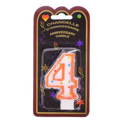 Chandelle d'anniversaire à pois avec numéro 4