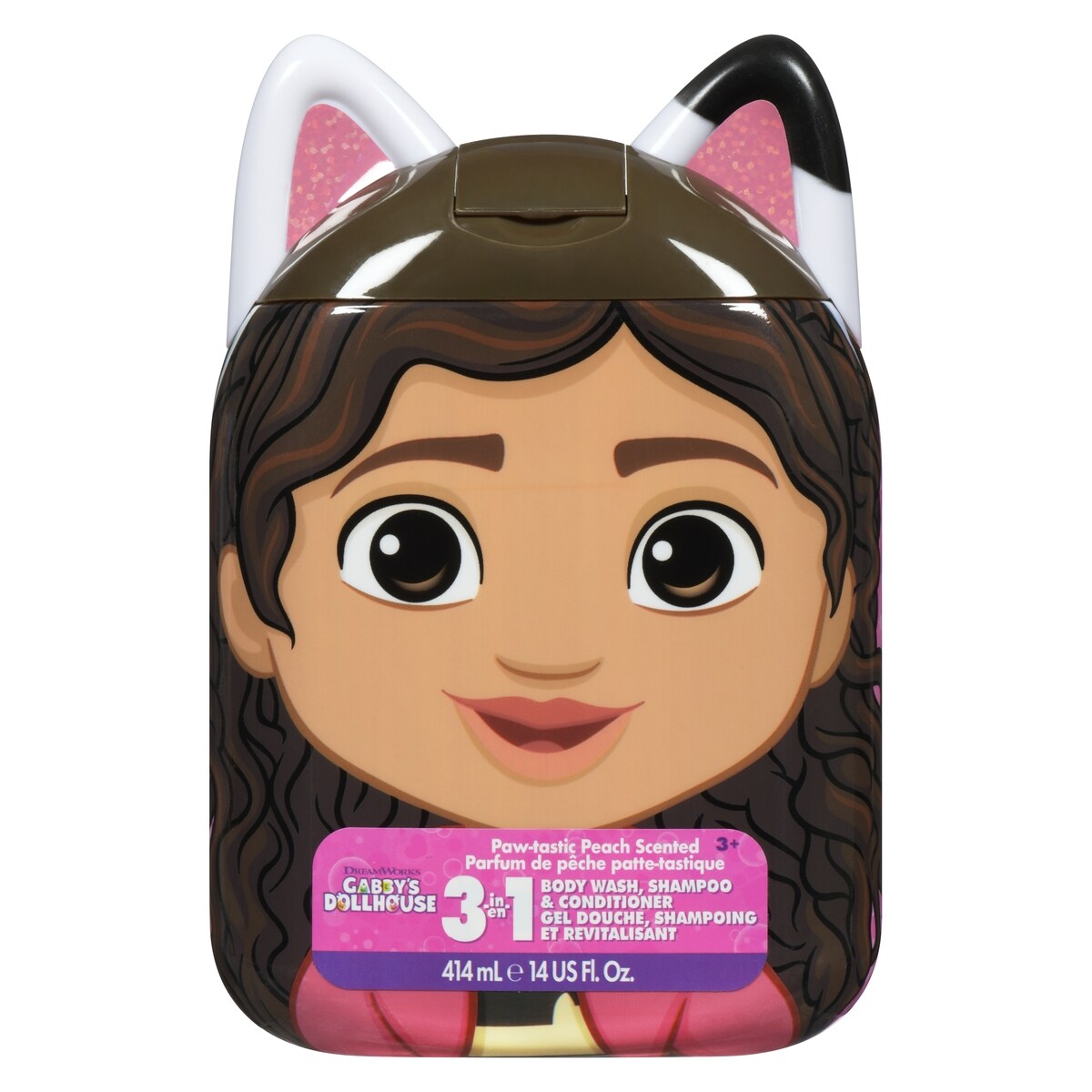 Gabby's dollhouse 3-en-1 gel douche, shampoing et revitalisant parfum de pêche patte-tastique 3+