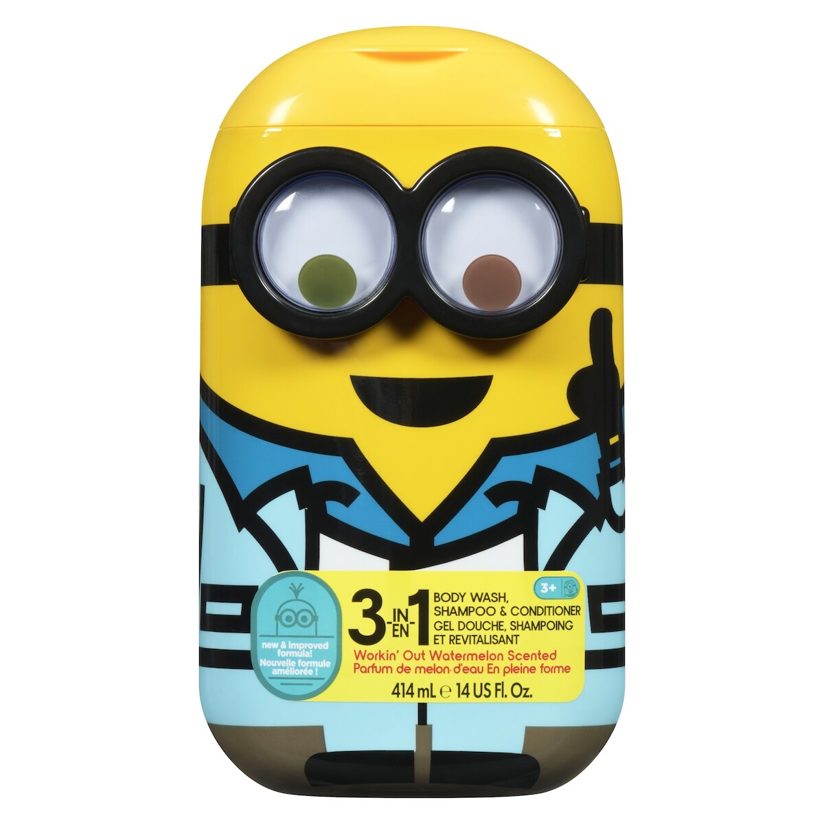 Minions 3-en-1 gel douche, shampoing et revitalisant parfum de melon d'eau en pleine forme 3+
