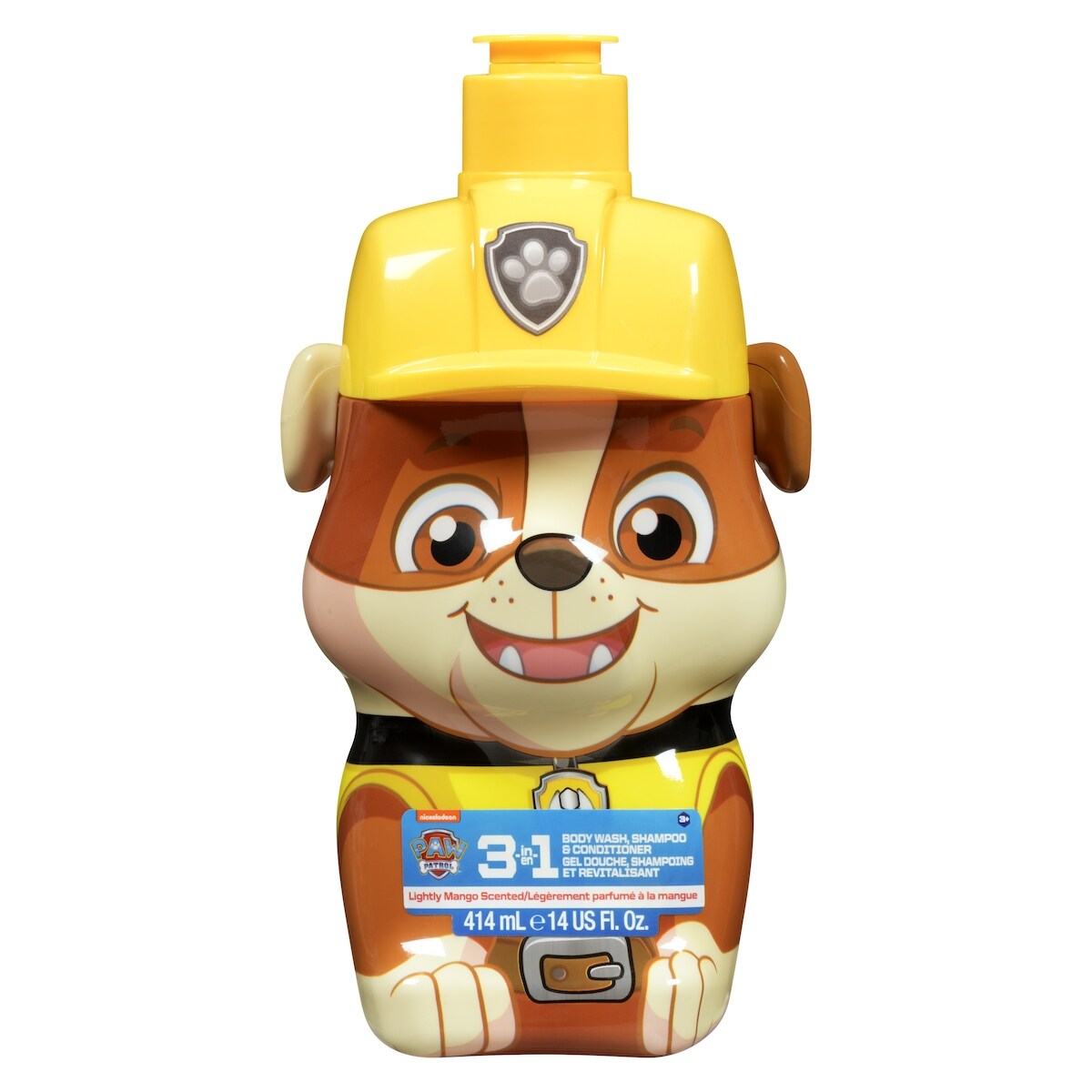 Paw patrol 3-en-1 gel douche, shampoing et revitalisant légèrement parfumé à la mangue 3+