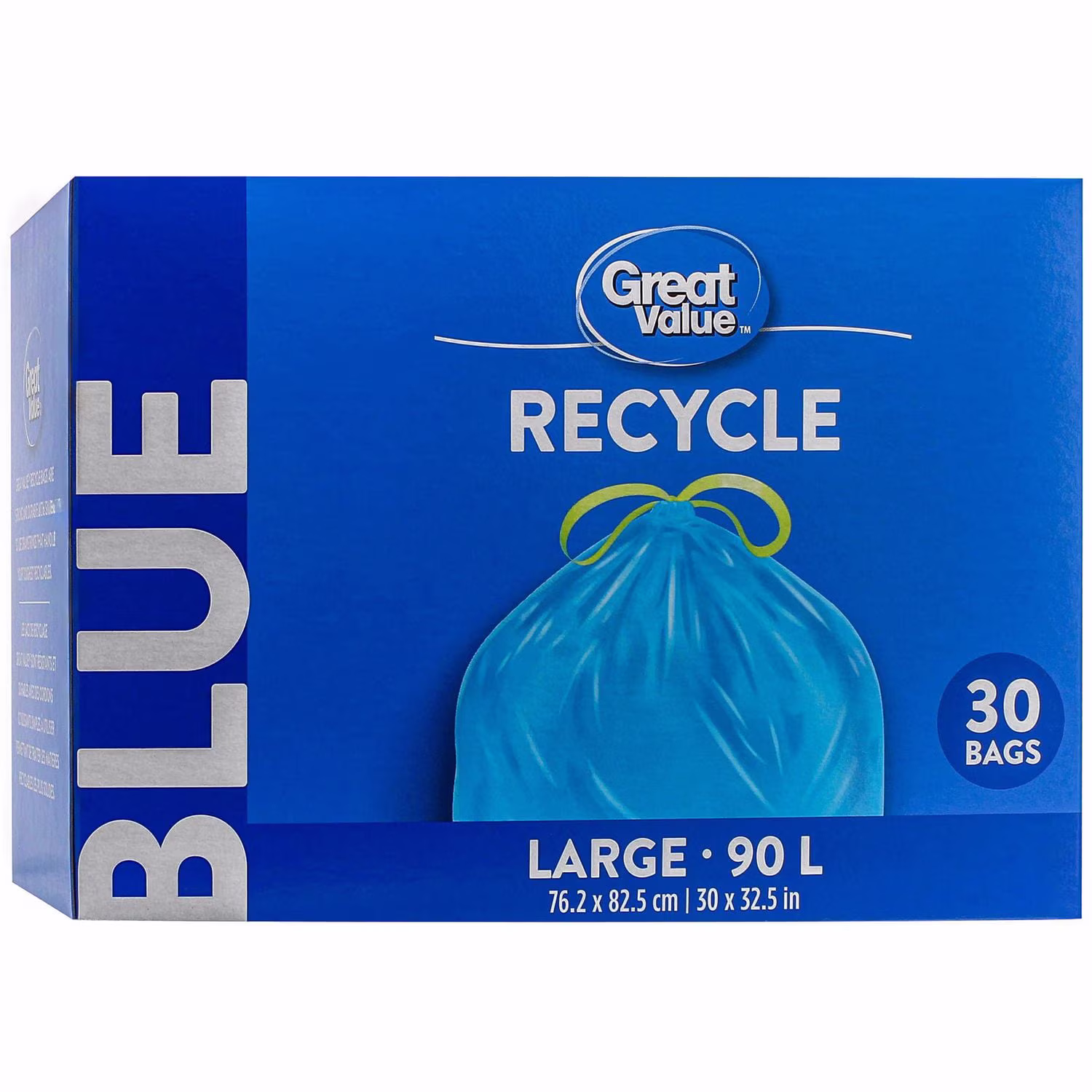 Great value grands sacs de recyclage bleus. . 30sacs