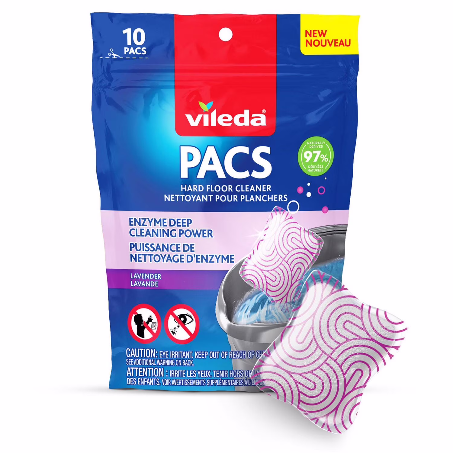 Vileda pacs pour planchers. lavande nettoyant enzymatique