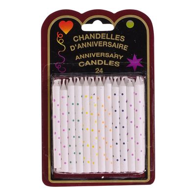Chandelles d'anniversaire à pois multicolores