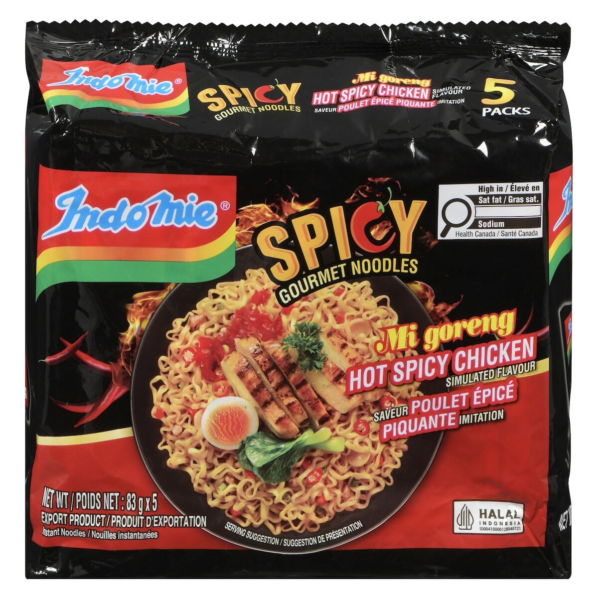 Nouilles instantanées mi goreng saveur poulet épicé piquante imitation