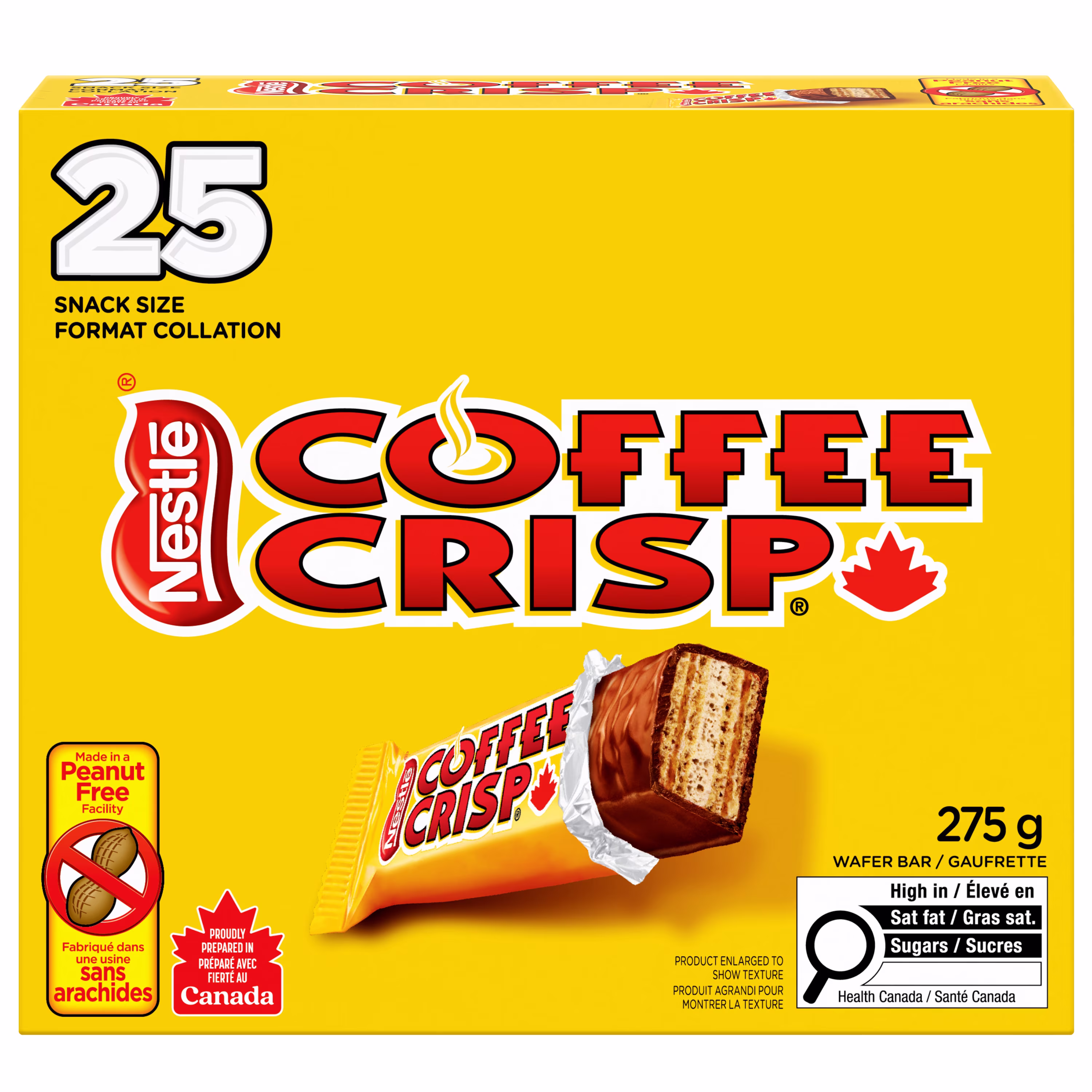 Coffee crisp mini-gaufrettes. usine sans arachides. préparées au canada