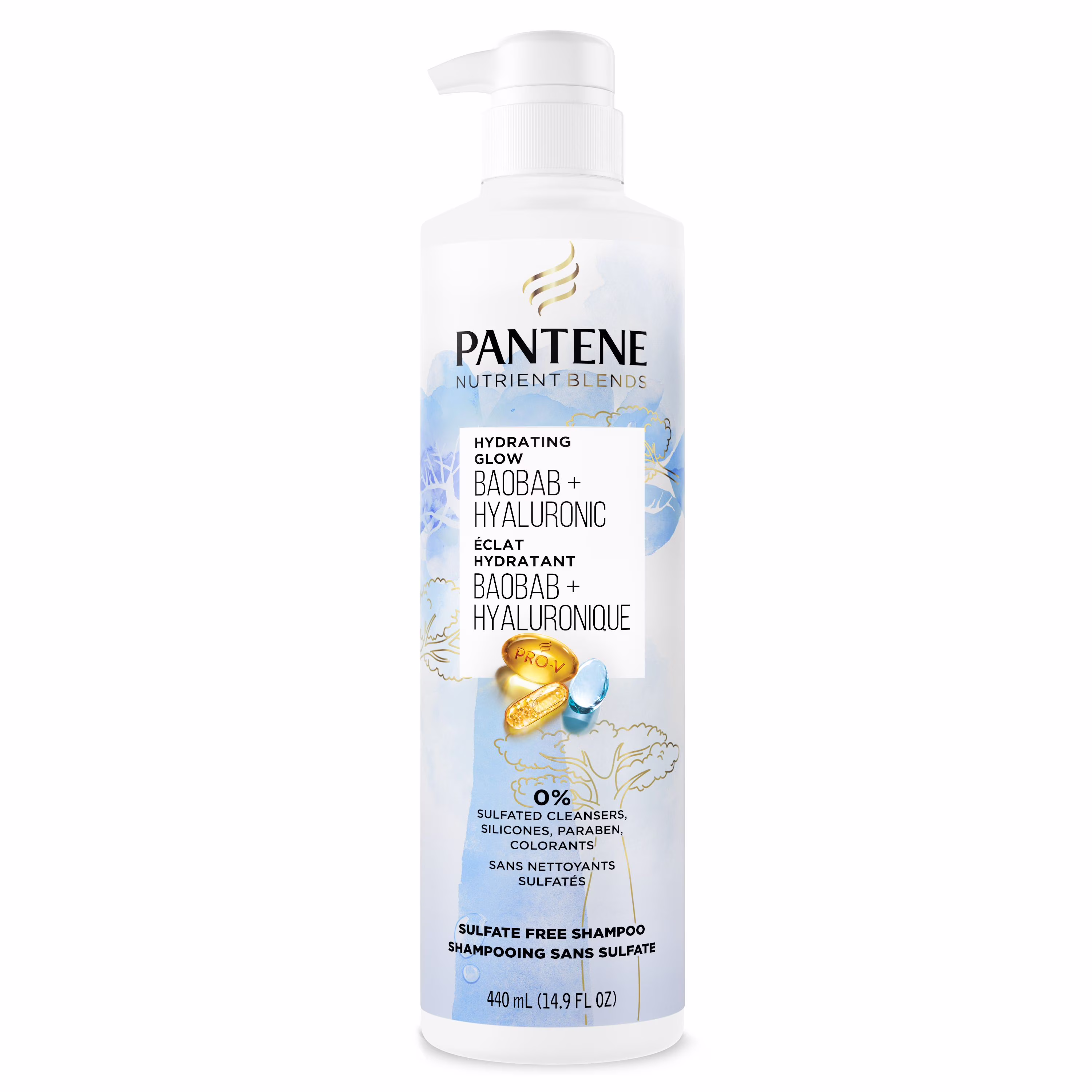 Pantene nutrient blends éclat hydratant baobab + hyaluronique shampooing sans sulfate