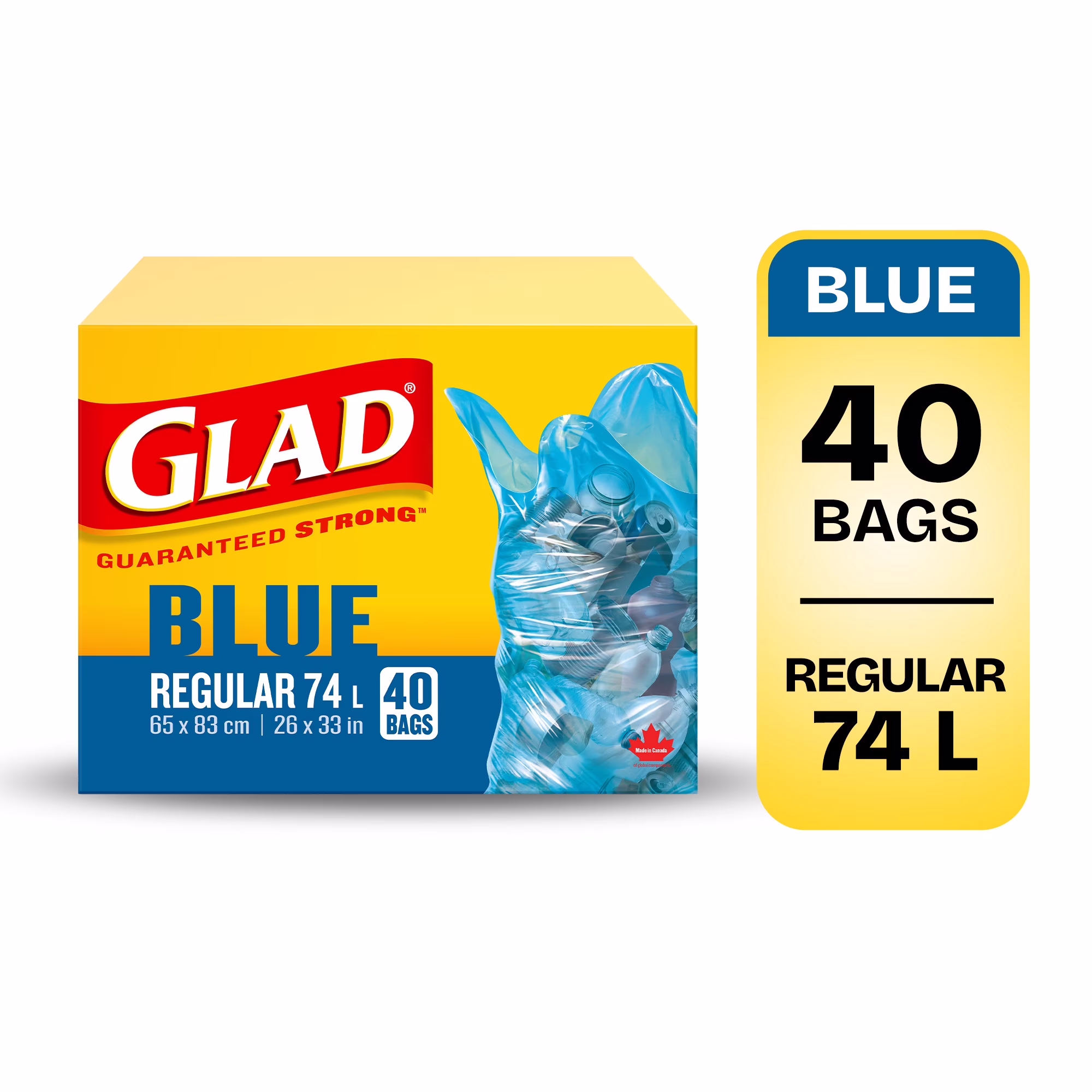 Sacs bleus pour la récupération de glad. boîte de 40 sacs ordinaires de