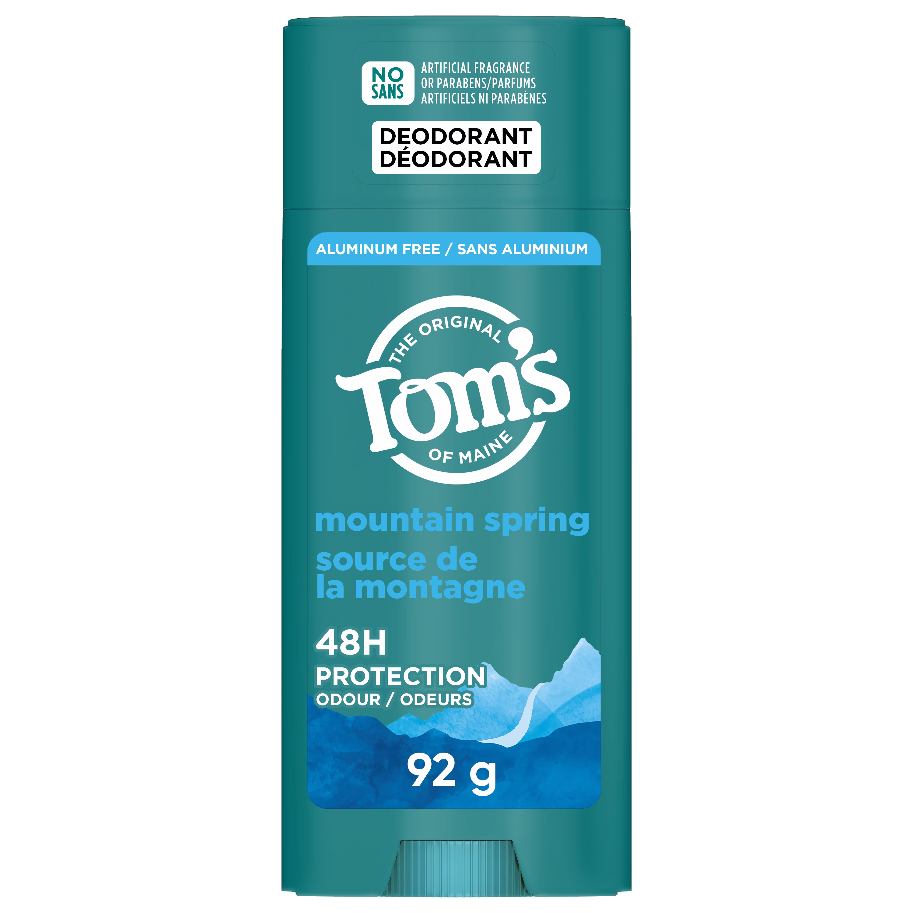 Tom's of maine déodorant naturel source de la montagne pour homme et femme. sans aluminium.  tom's of maine déodorant source de la montagne