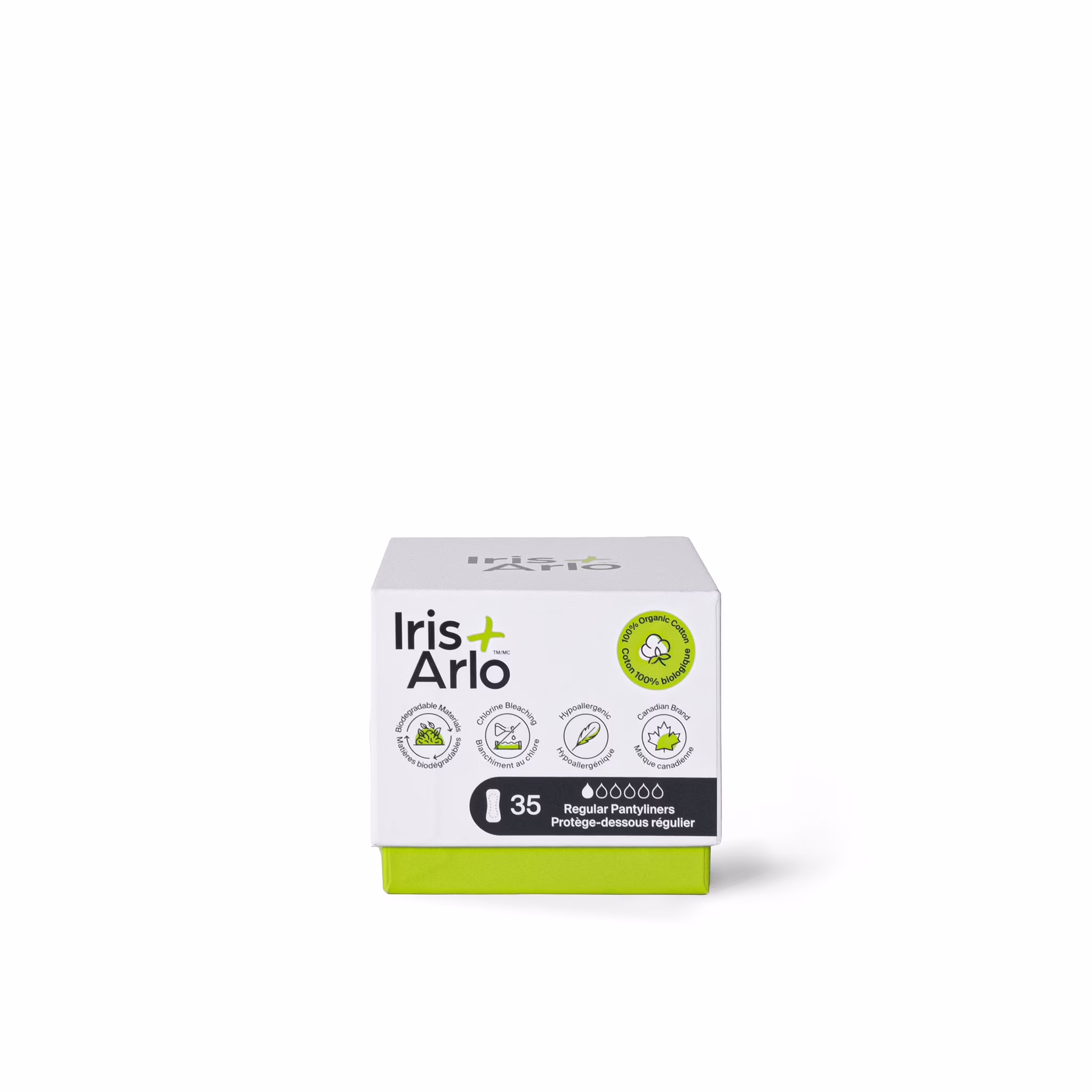 Iris + arlo protège-dessous biologique. régulier. 100 % coton. sans parfum. non toxique. sans plastique (35 unités)