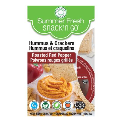 Hummus de poivrons rouges rôtis et craquelins