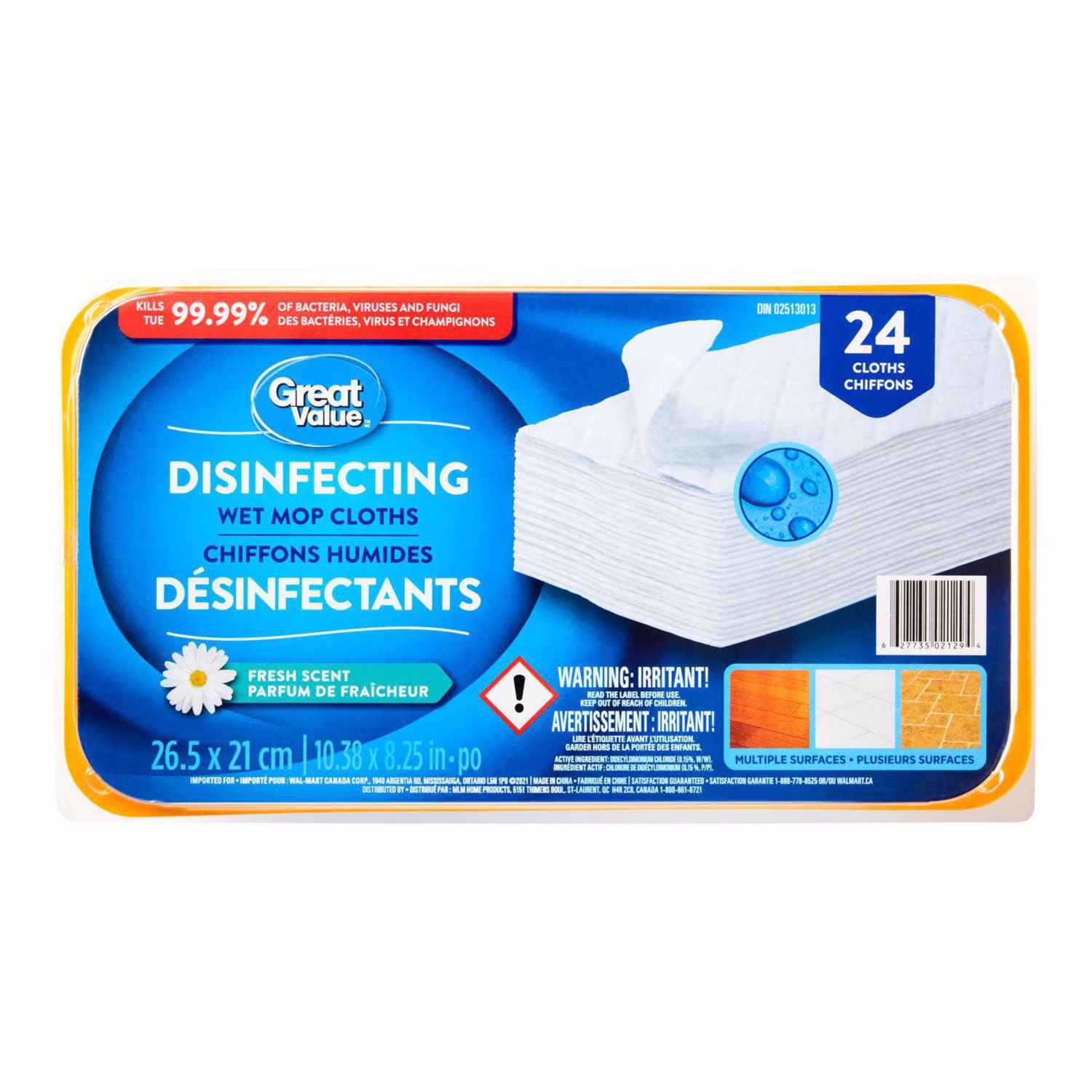 Great value chiffons humides désinfectants. 24 unités