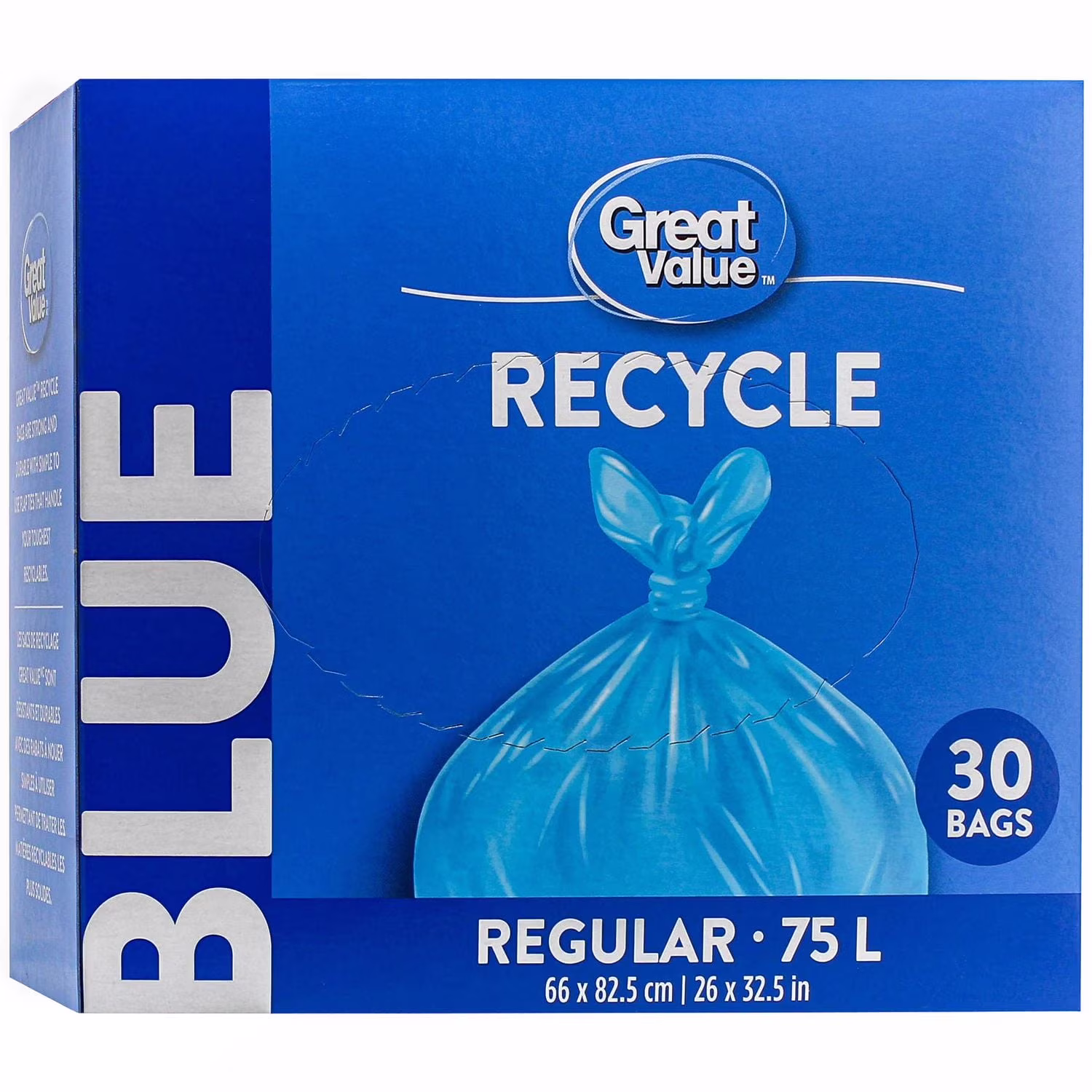 Great value sacs de recyclage bleus réguliers. . 30sacs