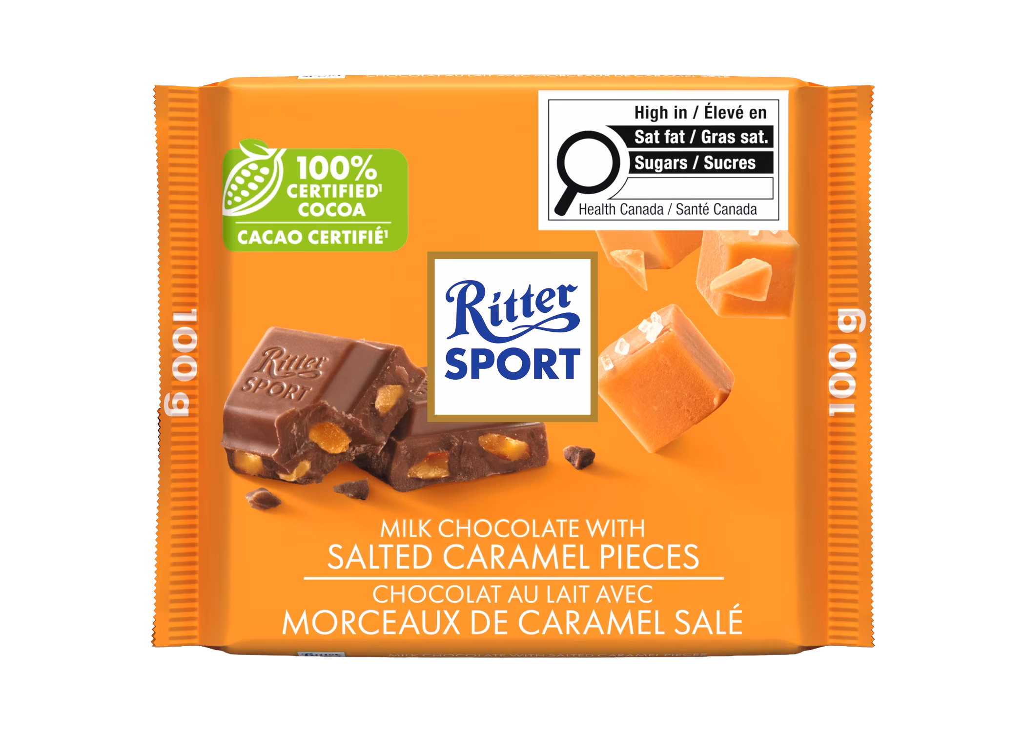 Ritter sport chocolat au lait avec morceaux de caramel sale