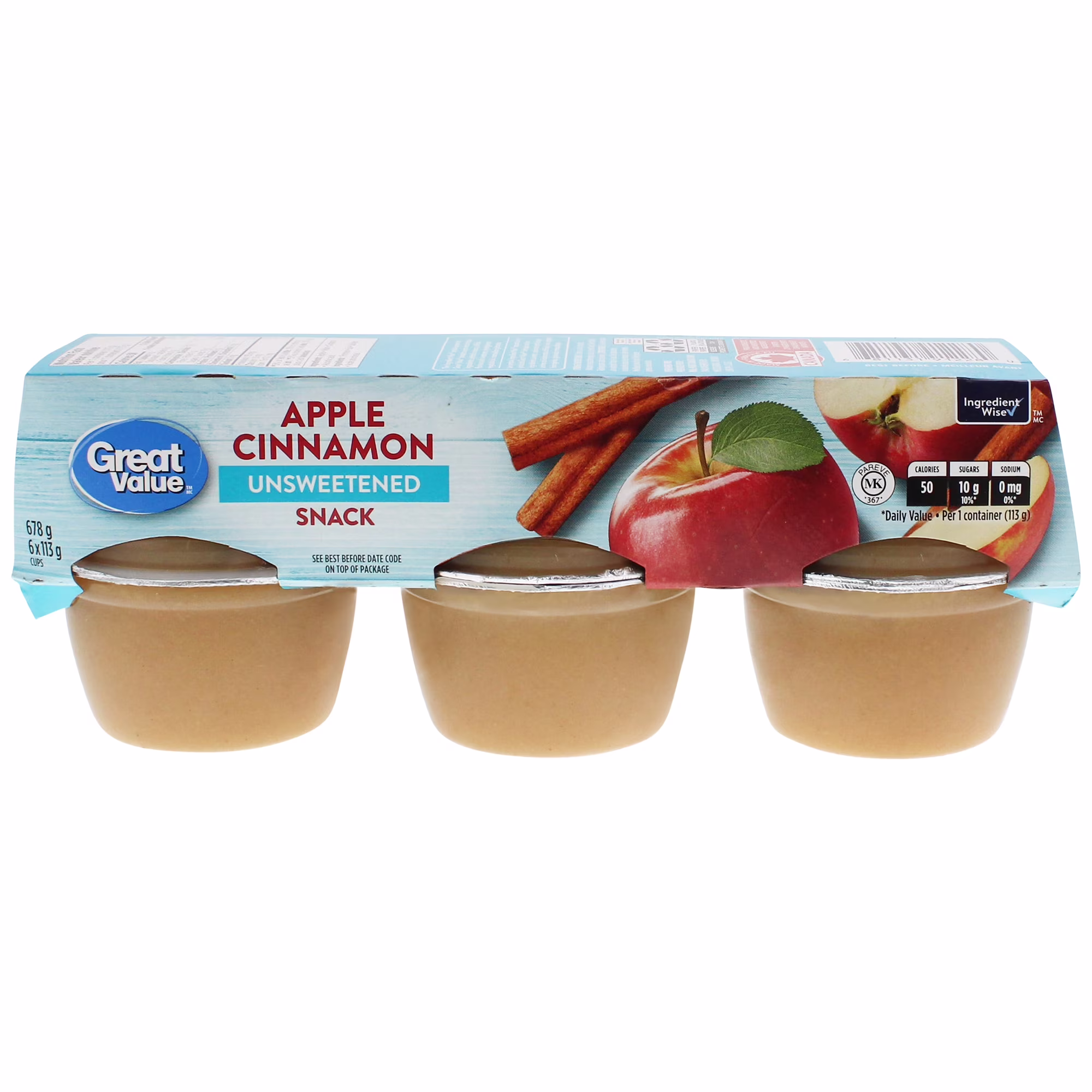 Collation aux pommes et à la cannelle non sucrée great value