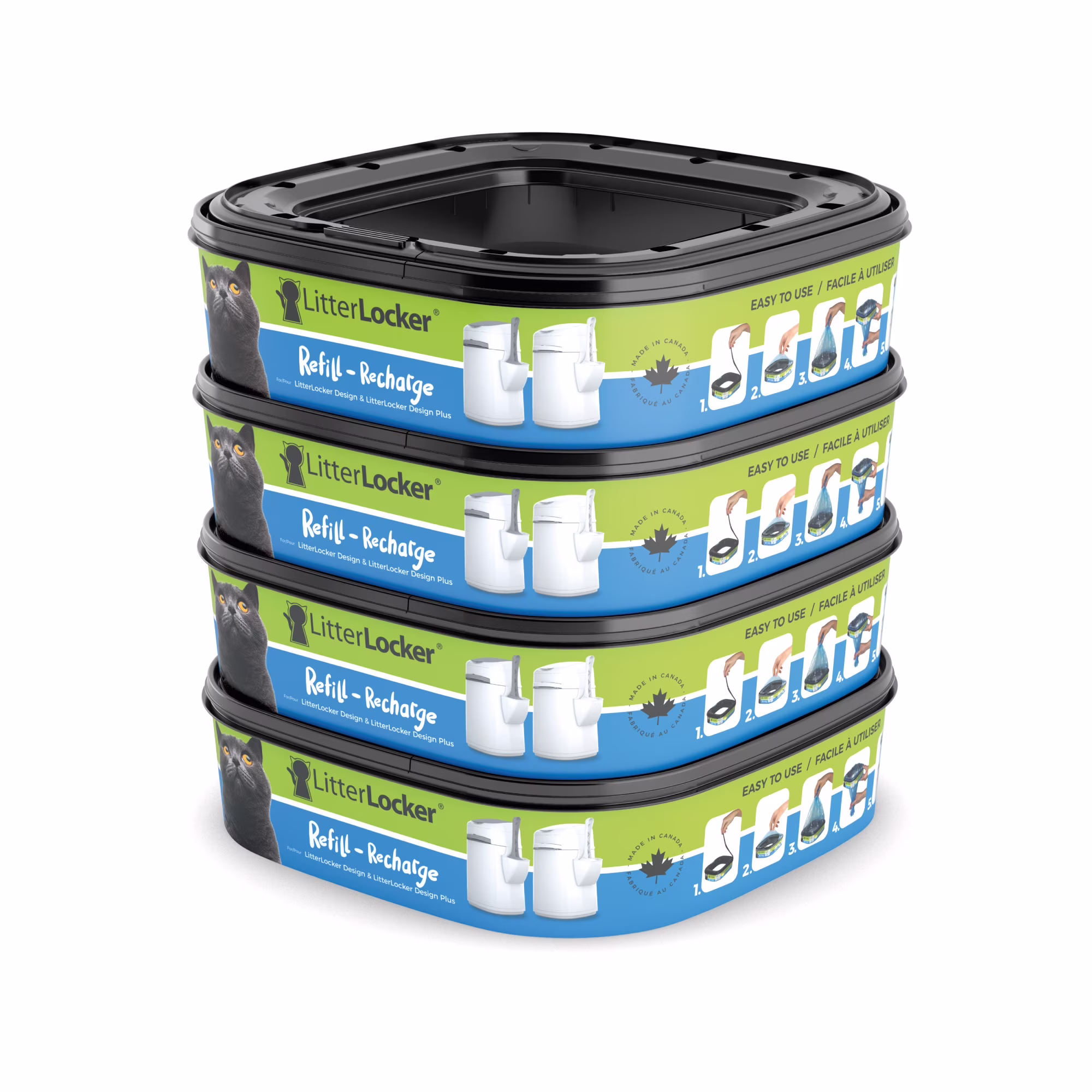 Recharge poubelle pour chat litterlocker - 4 scelle les odeurs & germes