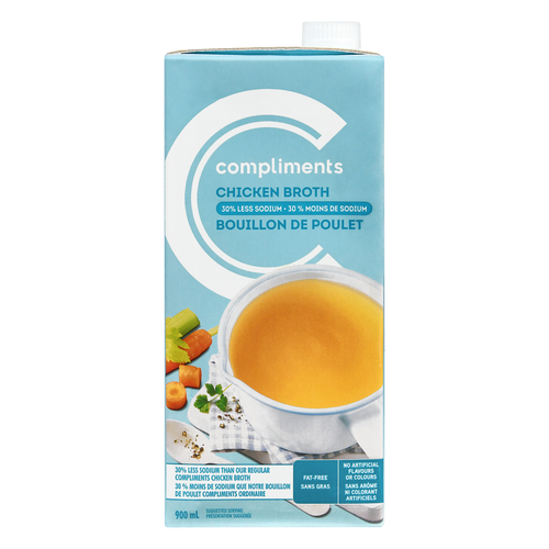 Compliments Bouillon de poulet à faible teneur en sodium 900 ml